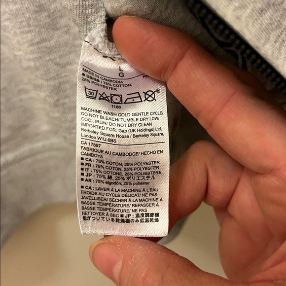 GAP fit Light Gray Zip-Up Hoodie size large - Picture 7 of 9